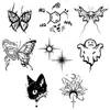Pegatinas de Tatuaje de Mariposa Oscura y Flor de Loto con Tinta de Estilo Transfronterizo con Combinaciones de Patrones Multiestilo Flor de Loto Tinta Luna Fáciles de Aplicar y Fáciles de Quitar