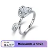 Anillo de moissanita de plata S925, anillo abierto de brazo retorcido forma de pera gota de agua, joyería de mano envolvente ajustable de nicho de la fábrica de origen