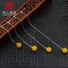 Soporte para pendientes de Plata de Ley 925 Alambre largo para oreja Soporte vacío Accesorios para pendientes DIY Redondo Inlay Simple Literario Perlas de imitación 6-10