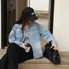 Nueva Moda Holgada Adelgazante Alta Calidad Camisa Chaqueta de Mezclilla de Manga Larga en Capas para Mujer en Azul, Otros Estilos Europeos y Americanos
