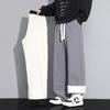 Pantalones de Lana de Cordero para Hombre Otoño e Invierno Felpa Engrosada 2025 Nuevos Pantalones de Algodón Casual Rectos Pantalones de Chándal