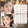 Parche para Cejas Infantil Estilo Nacional Antiguo Floral Hanfu de la Madre de la Novia Tatuaje Impreso en la Frente Parche Impermeable y Duradero Maquillaje Antiguo de Dunhuang