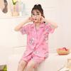 Pijamas de verano 2024 para niñas, nuevos, de manga corta, con solapa, de algodón crepé y burbujas, conjunto de ropa para el hogar con bonitos dibujos animados