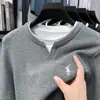 Suéter de Tricô Masculino Espesso Dois em Um Outono e Inverno 2026 Nova Moda Casual Versátil Tendência para Homens Jovens e de Meia-Idade