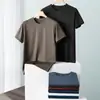 Camiseta Masculina Verão 2023 Manga Curta Casual de Negócios Cor Sólida Gola Redonda Moda Casual Top