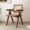 Cadeira de jantar de rattan para casa estilo vintage, novo modelo da cadeira Chandigarh em madeira maciça de freixo, cadeira de chá com encosto, mesa e cadeiras de jantar em madeira natural