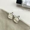 Aretes de plata esterlina S925 nicho simple liso geométrico ovalado irregular para mujer ins moda fría