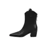 Botines de piel genuina para mujer, con tacón grueso y alto, punta cuadrada y cremallera trasera, en un nuevo estilo de otoño, diseñados para un look moderno, y hechos de piel genuina europea y americana