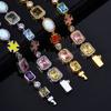 Joyería de piedras preciosas transfronteriza europea y americana de hip-hop, cadena, collar de circonitas, joyería de lujo ligero de alta gama para hombre, pulsera de ópalo