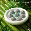 Restaurante de hot pot moderno estilo montanha, louça criativa, pratos com gelo seco para shabu-shabu de carne, travessa comercial de cogumelos e vegetais