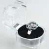 Nueva caja de anillo de cristal de imitación transparente, caja de joyería acrílica, caja de joyería para aretes, caja de regalo al por mayor