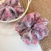 Goma para el pelo fina de malla de verano con estampado pintado a mano, estilo Mori, ambiente versátil, temperamento, diadema, accesorios para el cabello para mujer
