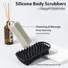Escova de Banho Popular de Silicone com Formato de Praça Transfronteiriça, Dupla Face de Uso Duplo com Argola para Esfoliação das Costas e Massagem, Escova de Silicone para Lavar Cabelo e Banho