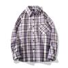 2024 primavera nova camisa xadrez de manga comprida masculina casual solta fina casaco de camisa estilo Hong Kong plus size