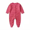 Mameluco de Bebé Abierto por Delante con Cubrepiés, Mameluco de Color Sólido para Otoño de Recién Nacido, Ropa de Dormir Unisex para Bebé