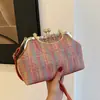 Bolso Tejido de Concha Colorido para Mujer 2026 Nuevo Verano Estilo Campestre Bolso de Hombro Texturizado Bolso Cruzado Vintage de Moda