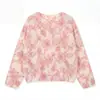 Suéter de mohair con estampado floral de estilo suave para mujer, 26 otoño nuevo en ropa para mujer, top de punto sin hombros con cuentas