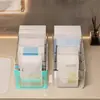 Caixa de armazenamento portátil nova e prática para máscaras faciais, organizador de mesa transparente compartimentado para skincare e batom para uso no banheiro