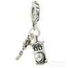 Colgante de Animal de Aleación con Agujero Grande Chapado en Plata Encanto Lindo de Luciérnaga Gatito Estrella y Luna Accesorios de Corazón para DIY