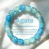 Pulseira de Contas Aquamarina Cristalina Popular Transfronteiriça e Citrino, Pulseira de Meditação de Cristal Roxo e Branco Rachado Atacado
