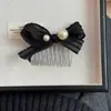Pinza Elegante para el Cabello con Lazo Rayado Estilo Coreano, Pinza Banana Perezosa de Perlas a la Moda, Accesorio para el Cabello Pinza Horizontal para Cola de Caballo Elegante