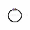 Pulseira trançada de couro popular transfronteiriça, anel arco-íris simples de aço inoxidável com fecho de cobre, pulseira de couro PU, atacado de fábrica