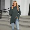Amazon 2024 Europa y Estados Unidos comercio exterior transfronterizo otoño e invierno nuevo cuello alto holgado manga larga con abertura camiseta top mujer