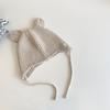 Gorro de bebé recién nacido etiqueta de tela hecho a mano tejido orejera protección orejas infantil jersey gorro de lana invierno cálido