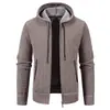 Sudadera con capucha gruesa forrada de forro polar para hombre, estilo tejido, para hombre, suelta, adelgazante, cárdigan con cremallera, suéter, ropa de abrigo para hombre