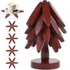 Tapete Isolante para Mesa de Jantar, Porta-Copos de Árvore de Alto Nível, Descanso de Panela Personalizado para Café Anti-Escaldante, Descanso de Panela de Árvore de Natal em Estilo Ins de Madeira