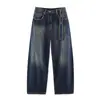 Ropa de Mujer al por Mayor Transfronteriza Estilo Europeo y Americano Invierno 2025 Nueva Moda Moda Callejera Jeans Holgados de Forma de Barril de Cintura Baja