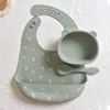 Conjunto de Alimentação de Silicone para Bebê, Tigela de Alimentação à Prova d'Água, Garfo e Colher Macios, Resistente a Altas Temperaturas, Atacado Dropshipping