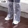 Cobre Sapatos de Chuva Longos Descartáveis Impermeáveis Antiderrapantes, Botas de Chuva Espessadas de Plástico Transparente, Coberturas para Pés de Tubo Alto
