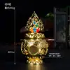 Buda Yuan Hui Deus da Riqueza Garrafa Tesouro Artigos Pré-Buda Banhado a Ouro Pintado Monibao Garrafa Tesouro das Oito Auspiciosidades Decoração Buda