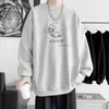 Moletom Retro Americano Estampado para Homens e Adolescentes, Marca Tendência Outono e Inverno 2025 Camisa Camada Interna Veludo Gola Redonda