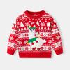 Venta al por mayor Ropa de Navidad Europea y Americana para Exportación Suéteres para Niños, Tejido Jacquard de Alpaca Lindo para Niños y Niñas, Camiseta Básica de Punto de Manga Larga con Cuello Redondo