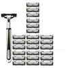 Nueva rasuradora manual transfronteriza con cuchillas de doble capa para hombre, rasuradora manual de dos capas con soporte y cabezal de cuchilla de 2 capas