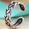 Anillo Abierto de Plata Tailandesa Retro Desgastado Transfronterizo Estrella Pluma Flor Tejido de Alta Gama Versátil Personalizado Moderno Joyería de Moda