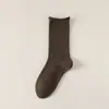 Calcetines de algodón puro de color liso para mujer, para primavera y otoño, hasta la pantorrilla, sin costuras, antibacterianos, de ajuste holgado, con borde enrollado, calcetines de maternidad, al por mayor