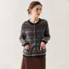 Suéter de Cachemira Suelto Nuevo con Cuello Redondo para Mujer, Cárdigan Jacquard Holgado, Chaqueta de Punto, Otoño e Invierno, Artesanía, Retro, Engrosado