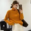 Novo suéter com zíper e gola alta para mulheres, outono e inverno, pulôver de malha canelada com caimento solto, cor sólida, top de estilo casual