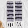 Calcetines de media pantorrilla para mujer de forro polar coral con garras de gato, calcetines para dormir sin pelusa, calcetines de confinamiento para el piso, engrosados para otoño e invierno