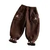 Pantalones de Forro Polar para Niña Otoño Invierno Ropa Exterior Niña Pequeña Bordado Elegante Pantalones de Pana Estilo Coreano Pantalones Deportivos Gruesos para Niños