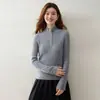 Nuevo estilo minimalista, cuello alto, suave suéter de cachemir para mujer, de manga larga, tejido de punto con botones, elegante y sofisticado, suéter base pullover
