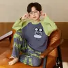 Pijamas para niños y adolescentes, nuevos modelos primavera y otoño 2026, algodón puro, manga larga, estilo fino, ropa de casa para niños y adolescentes, edición de otoño