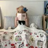 Manta de lã de cordeiro quente e espessa para outono e inverno, flanelado de leite fofo com desenho, manta de sofá dupla face quente para lazer