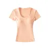 Camiseta Sencilla Estilo Coreano con Cuello en U y Mangas Cortas para Mujer, Nueva Versátil Minimalista Ajustada Morada para Verano