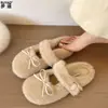 Pantuflas de piel de visón para mujer se pueden usar afuera con una falda, zapatos de algodón peludos cálidos de felpa sin cordones, pantuflas de algodón de punta cerrada