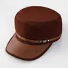 Gorra Plana de Cuero con Visera Bordada Retro Lista para Usar Sombrero de Copa Protección Solar para Hombre Gorra de Pesca con Visera Gorra Militar Ajustable