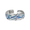 760 anel de textura de nicho original ins moda fria esmalte legal cola s925 prata esterlina anel aberto para mulheres